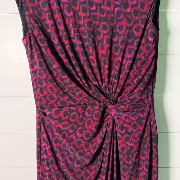 Lauren Ralph Lauren Sz 14 Red Pink Black Wrap Dress - Picture 6 of 8